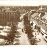 Losonc, Lucenec; látkép, zsinagóga, üzletek / general view, synagogue, shops + 1938 Losonc visszatért So. Stpl.