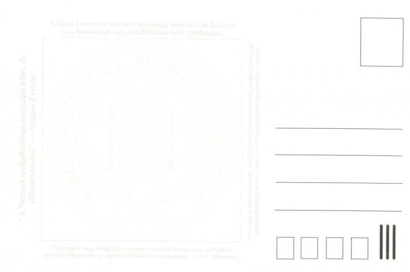 Szálasi Ferenc. Magyarország Nemzetvezetője. Kiadja Magyar-Hungarista Mozgalom Szálasi Ferenc mártírhalálának 50. évében / modern postcard - Image 2