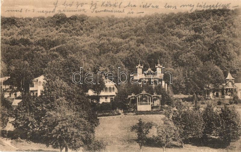 Szovátafürdő, Sovata-bai; Nyaralók a Kápolnás erdő alatt / villas under the forest