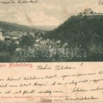 1900 Kisdisznód, Michelsberg, Cisnadioara; látkép, templom, vár. G. A. Seraphin, Jos. Drotleff kiadása / general view, church, castle (vágott / cut)