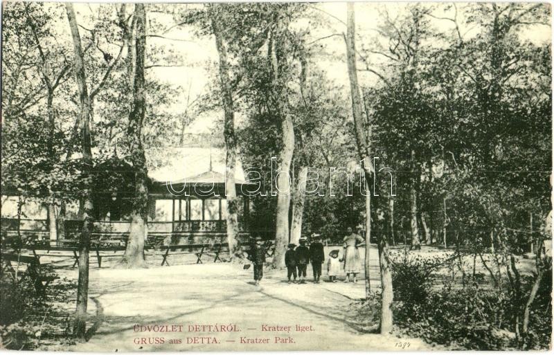 Detta, Ghedu, Deta; Kratzer liget. W. L. Bp. 1110. / Kratzer Park / park (EK)