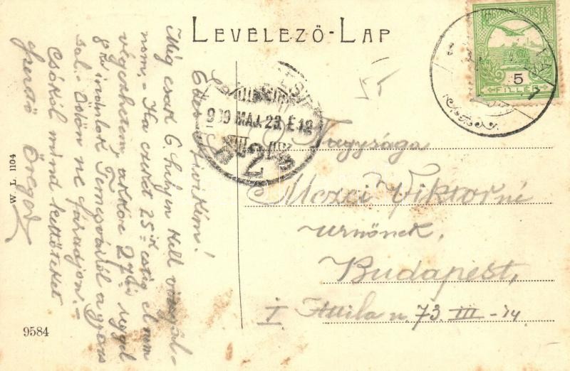 1909 Csák, Csákova, Ciacova; Fő tér, Népbank Mint rt., Nemzeti szálloda. W.L. 1104. / main square, bank, hotel (fl) - Image 2