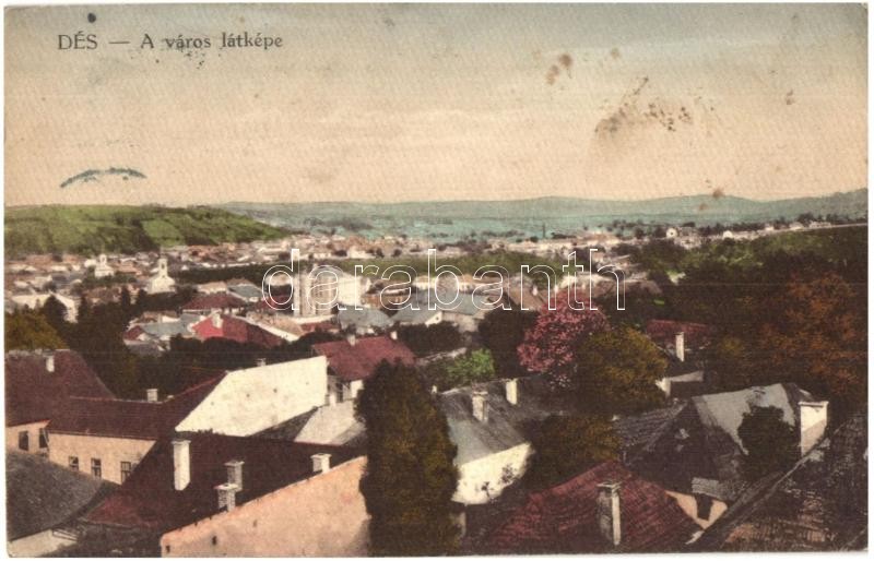 Dés, Dej; látkép zsinagógával. Kiadja Medgyesi Lajos / general view, synagogue (fl)