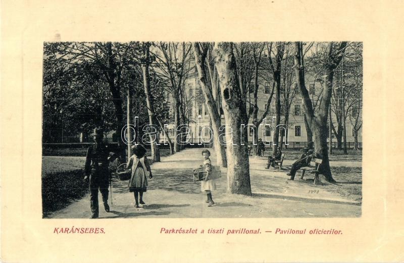 Karánsebes, Caransebes; Park a tiszti pavilonnal. W. L. Bp. 2513. / Pavilonul oficierilor / officers' pavilion, park (EK)