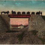 1917 Pécsvárad, Vasúti híd szenes vagonokkal. Hibásan Petrozsény nyomtatással (EK)