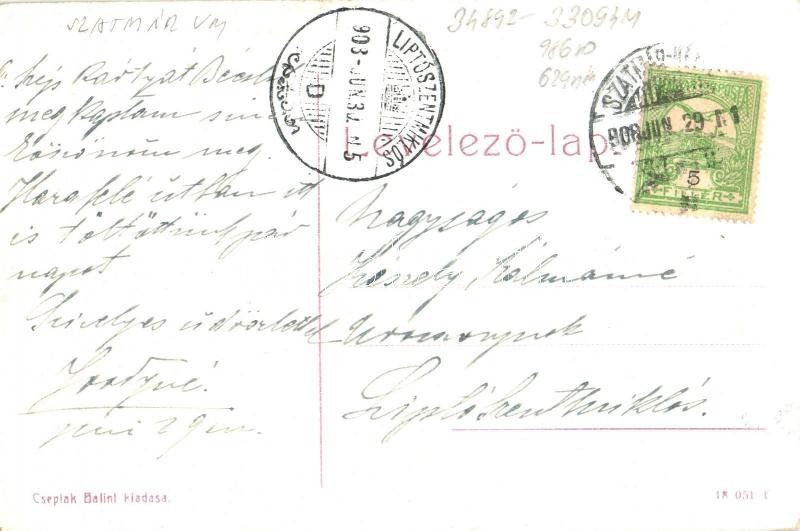 1908 Szatmárnémeti, Szatmár, Satu Mare; Deák tér, Székesegyház, Szatmári bank. Kiadja Cseplák Bálint / square, cathedral, bank - Image 2