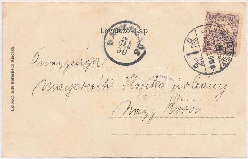 1900 Marosvásárhely, Targu Mures; Izraelita templom, zsinagóga. Szecessziós litho keret, Holbach Ede kiadása / synagogue. Art Nouveau, litho frame - Image 2