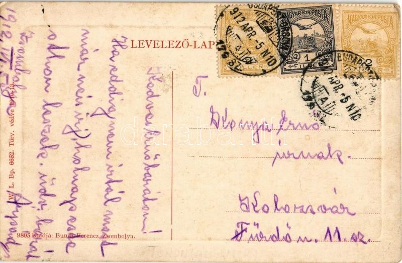 1912 Zsombolya, Hatzfeld, Jimbolia; Gróf Csekonics kastély. W. L. Bp. 6652. Kiadja Bundy Ferenc / castle (EK) - Image 2