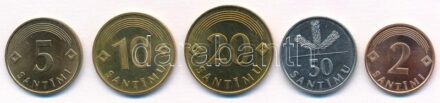 Lettország 1992. 5s + 10s + 20s + 50s + 2000. 2s T:1- Latvia 1992. 5 Santimi + 10 Santimu + 20 Santimu + 50 Santimu + 2000. 2 Santimi C:AU