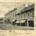 1900 Szászváros, Broos, Orastie; Vásártér utca, üzletek. Kiadja Schuller A. / street view, shops (fa)
