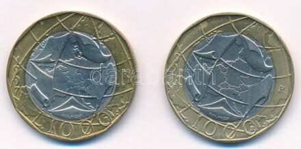 Olaszország 1997. 1000L 'EU' (2xklf) egyik hibás térképpel T:1,1- Italy 1997. 1000 Lire 'European Union' (2xdiff) one with incorrect map C:UNC,AU