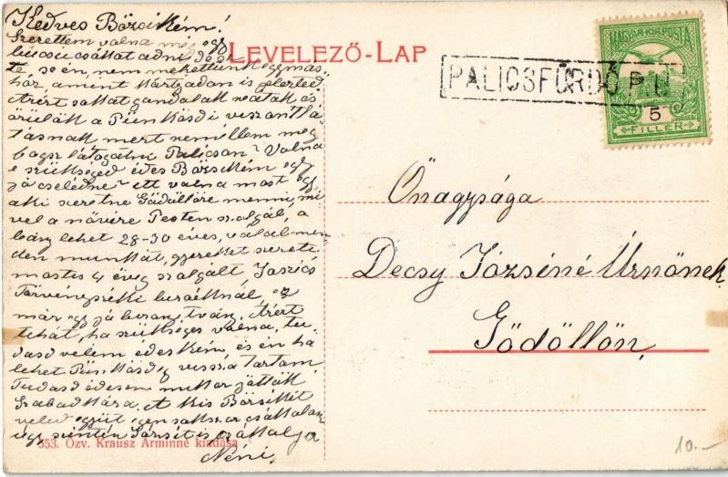 Palics, Palic; meleg fürdő. Özv. Krausz Árminné kiadása 553. / spa - Image 2