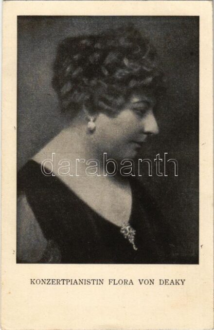 Konzertpianistin Flora von Deaky / Zongoraművésznő. Hátoldalon saját kezű írása / Hungarian pianist and her letter on the backside