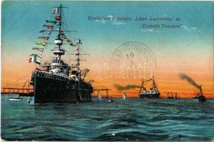 Croiseurs francais 'Léon Gambetta' et 'Dupetit Thouars' / WWI French Navy (Marine Nationale) armored cruisers Leon Gambetta and Dupetit Thouars + '1914 K.U.K. KRIEGSMARINE SMS SZIGETVÁR'