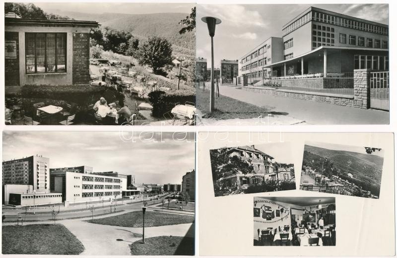 Pécs, Bánki Donát általános iskola, Dömörkapu turistaház, Hotel Turist, Olimpia étterem, Vidám park - 7 db modern Képzőművészeti Alap Kiadóvállalat képeslap / 7 modern postcards - Image 2