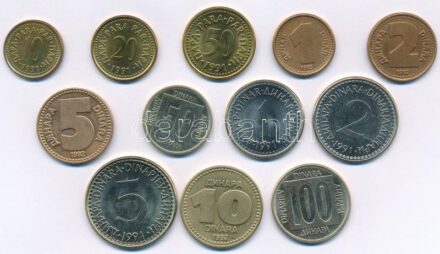 Jugoszlávia 1988-1992. 10p-100D (12xklf) T:1-,2 Yugoslavia 1988-1992. 10 Para - 100 Dinara (12xdiff) C:AU,XF