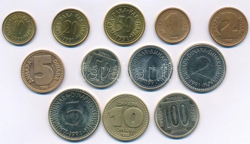 Jugoszlávia 1988-1992. 10p-100D (12xklf) T:1-,2 Yugoslavia 1988-1992. 10 Para - 100 Dinara (12xdiff) C:AU,XF