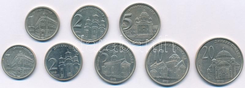 Jugoszlávia 2002. 1D-5D (3xklf) + Szerbia 2003-2004. 1D-20D (5xklf) T:1-,2 Yugoslavia 2002. 1 Dinar - 5 Dinara (3xdiff) + Serbia 2003-2004. 1 Dinar - 20 Dinara (5xdiff) C:AU,XF