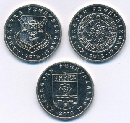 Kazahsztán 2013. 50T Cu-Ni (3xklf) 'Kostanay, Taldykorgan, Taraz' T:1-2 Kazakhstan 2013. 50 Tenge Cu-Ni (3xdiff) 'Kostanay, Taldykorgan, Taraz' C:UNC-XF