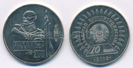 Kazahsztán 2003-2005. 50T Cu-Ni (2xklf) 'Makhambet Otemisuly, A kazah Alkotmány elfogadásának 10. évfordulója' T:1- egyiken ph. Kazakhstan 2003-2005. 50 Tenge Cu-Ni (2xdiff) 'Makhambet Otemisuly, 10th Anniversary of adoption of Kazakhstan