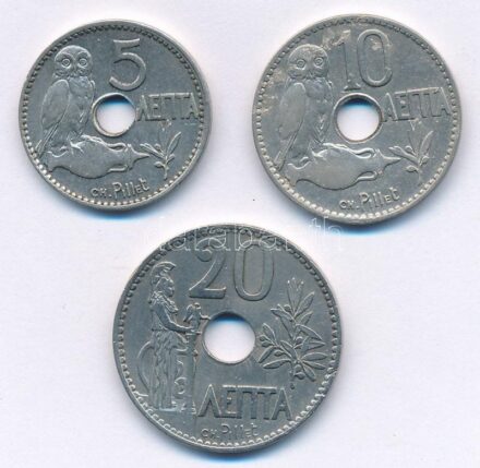 Görögország 1912. 5l-20l (3xklf) T:2,2- Greece 1912. 5 Lepta - 20 Lepta (3xdiff) C:XF,VF Krause KM#62, KM#63, KM#64