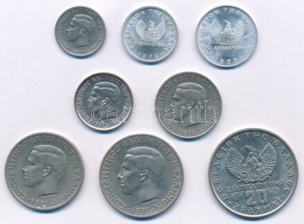 Görögország 1971-1973. 10l-10D 'II. Konstantin' (7xklf) T:2 Greece 1971-1973. 10 Lepta - 10 Drachmai 'Constantine II' (7xdiff) C:XF Krause KM#97, KM#98, KM#99, KM#100, KM#101, KM#102, KM#104
