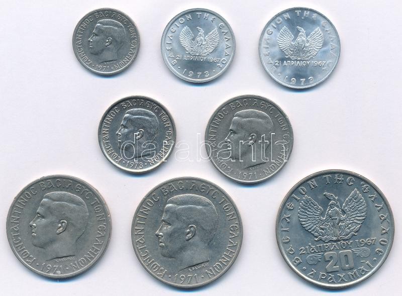 Görögország 1971-1973. 10l-10D 'II. Konstantin' (7xklf) T:2 Greece 1971-1973. 10 Lepta - 10 Drachmai 'Constantine II' (7xdiff) C:XF Krause KM#97, KM#98, KM#99, KM#100, KM#101, KM#102, KM#104