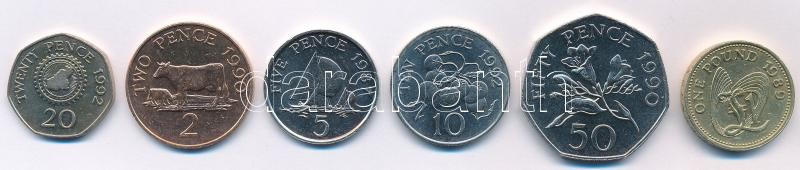 Guernsey 1987-1992. 2p-1Ł (6xklf) T:1-,2 Guernsey 1987-1992. 2 Pence - 1 Pound (6xdiff) C:AU,XF Krause KM#41, KM#42.1, KM#43.2, KM#44, KM#45.1, KM#46