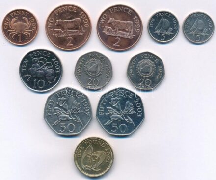 Guernsey 1990-2003. 1p-1Ł (11xklf) T:1-,2 Guernsey 1990-2003. 1 Penny - 1 Pound (11xdiff) C:AU,XF