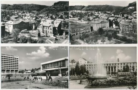 Salgótarján. Képzőművészeti Alap - 6 db modern képeslap (megyei tanácsház, Fő tér)