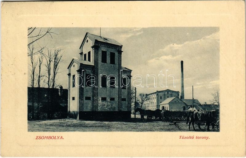 1912 Zsombolya, Hatzfeld, Jimbolia; Tűzoltó torony. W.L. Bp. 5492. / firefighter's tower