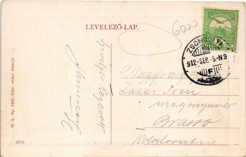 1912 Zsombolya, Hatzfeld, Jimbolia; Tűzoltó torony. W.L. Bp. 5492. / firefighter's tower - Image 2