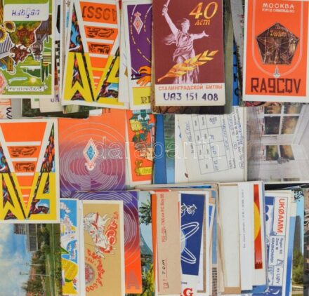 164 db MODERN főleg szovjet QSL, azaz rádióamatőr összeköttetést igazoló lap, reklámok / 164 MODERN mostly Soviet QSL, i.e. confirmation cards of a two-way communication between two amateur radio stations, advertisements