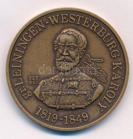 Bognár György (1944-) / Szabó Tamás (1952-) 1994. 'MÉE Gyöngyösi Csoport - Aradi Vértanúk / gr. Leiningen-Westerburg Károly' Br emlékérem (42,5mm) T:1- Adamo GS13