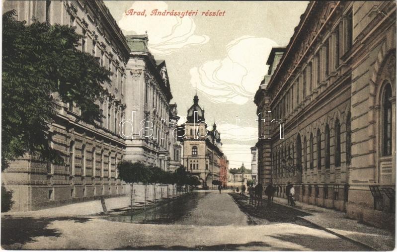 1916 Arad, Andrássy tér / square, street view (EK)