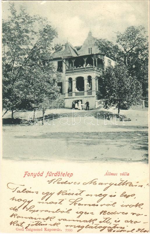 1900 Fonyód fürdőtelep, Állmos villa. Gerő Zsigmond kiadása
