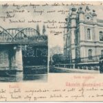 1908 Szatmárnémeti, Szatmár, Satu Mare; Vashíd, vasúti híd, zsidó templom, zsinagóga / railway bridge, synagogue