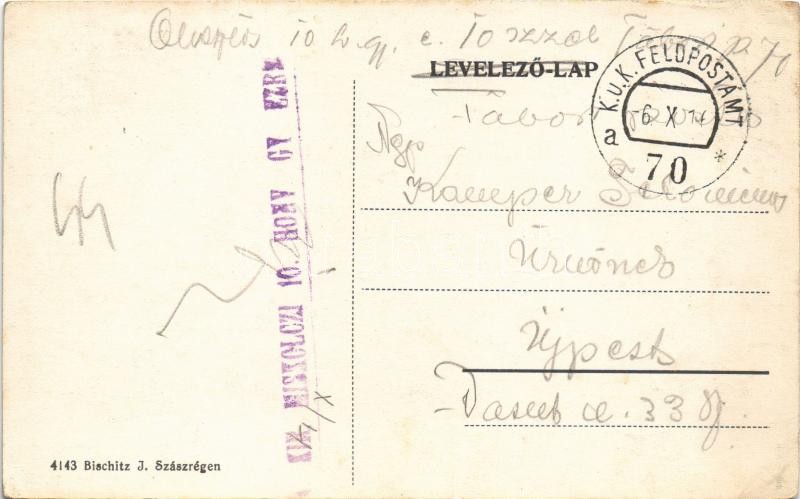 1916 Szászrégen, Reghin; Fő tér, Járásbíróság / main square, county court (EK) + KIR. MISKOLCZI 10. HONV. GY. EZRED' - Image 2
