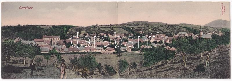 Oravica, Oravita; Két részes kihajtható panorámalap / 2-tiled folding panoramacard