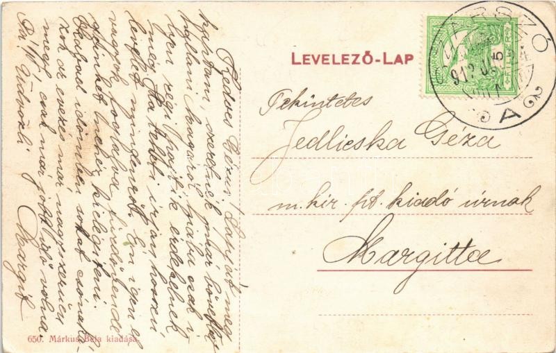 1912 Balatonszárszó, Szárszó-Balatonfürdő; harangtorony, tér, templom. Márkus Béla kiadása - Image 2