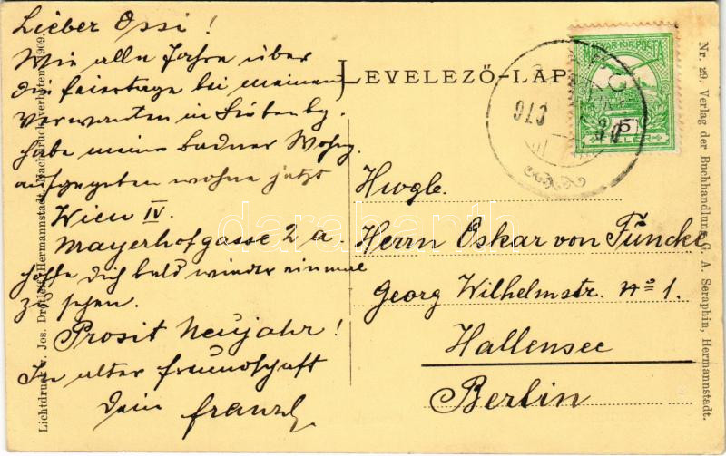 1913 Nagyszeben, Hermannstadt, Sibiu; Grosser Ring / tér, Hugo Lübecke, Fritz Connerth kalapos üzlete. G.A. Seraphin / square, hat shops (EK) - Image 2