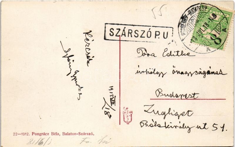 1913 Balatonszárszó, nyaralók, utca. Pongrácz Béla kiadása + 'SZÁRSZÓ P.U.' (EK) - Image 2