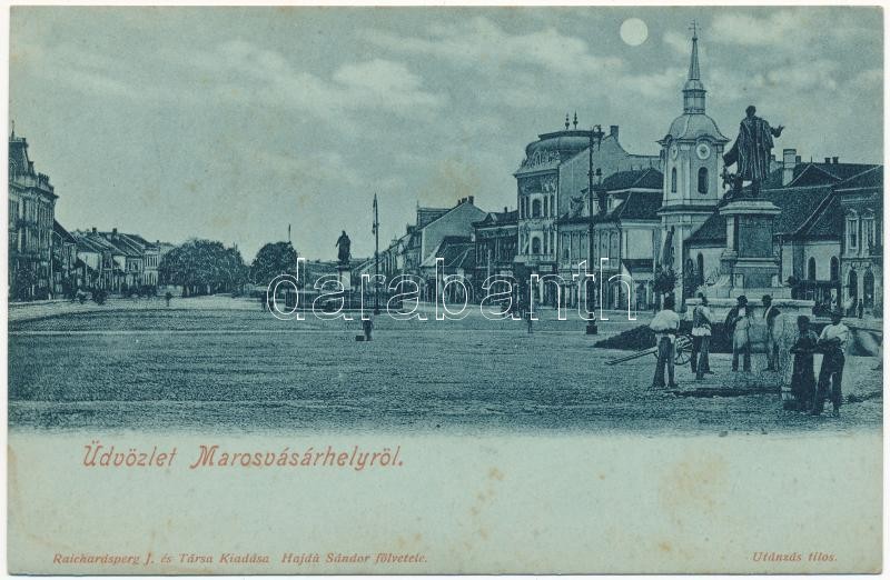 Marosvásárhely, Targu Mures; tér. Raichardsperg J. és társa kiadása, Hajdú Sándor felvétele / square (fl)