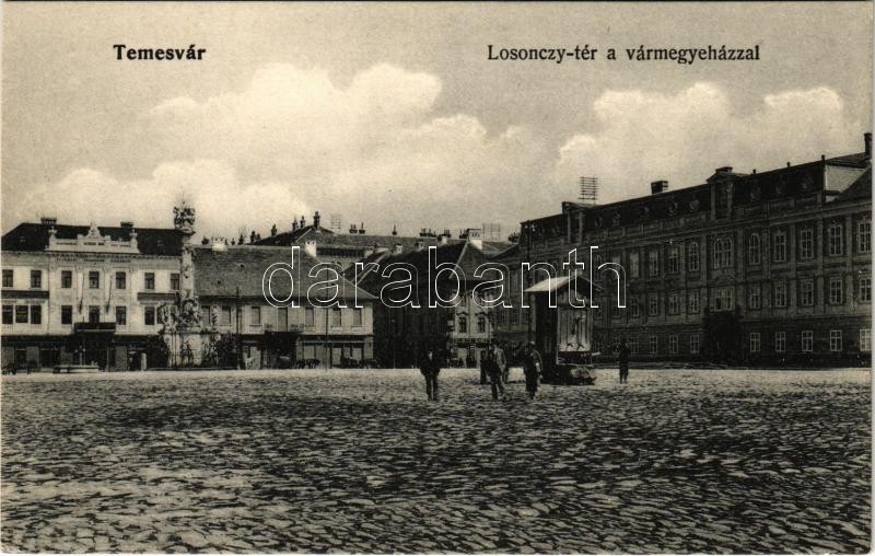 Temesvár, Timisoara; Losonczy tér, Vármegyeháza. Polatsek kiadása / square, county hall