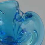 Cseh kék hamutartó, üveg, jelzés nélkül, kopásnyomokkal, m:9,5cm, d:17cm - Image 2