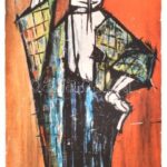 Rosy Fernandez: Bohóc, fára kasírozott nyomat, falra akasztható, 36x18cm