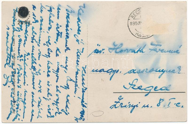 1930 Kecskemét, Katholikus egyház bérháza, Szentháromság szobor, üzletek. Vasúti levelezőlapárusítás 342. (Rb) - Image 2