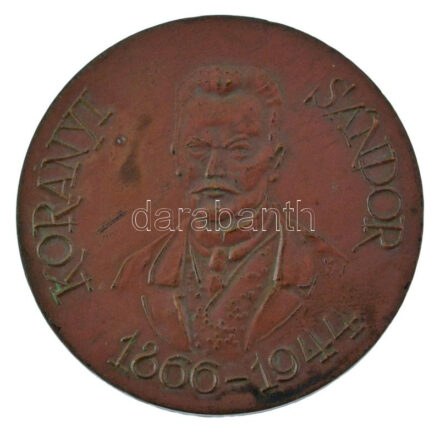 Kiss Nagy András (1930-1997) DN 'Korányi Sándor 1866-1944' kétoldas bronz emlékérem (60mm) T:2- patina