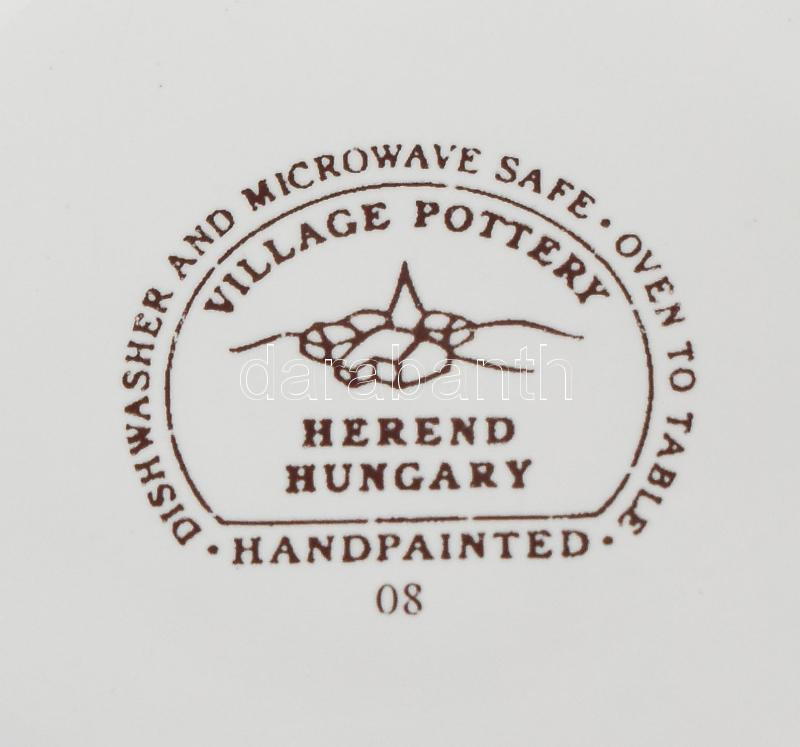 Herendi Village Pottery, majolika váza, kézzel festett kerámia. Jelzett. Kopásnyomokkal. M: 19,5cm - Image 2