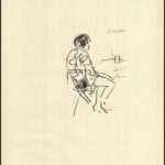 Vaszary János (1867-1939): Ülő alak. Ofszet, papír, jelzés nélkül. Lapszéli apró szakadásokkal. 42x30 cm